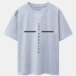Stripe Los Angeles Print Drop Shoulder Oversize T-Shirt