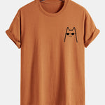 Regular Fit Cat With Sunglasses Print Cotton T-Shirt