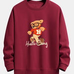 Bear With Glasses Print Relax Fit Sweatshirt