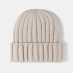 Faux Wool Warm Stripe Knit Beanie Hat Cuffed Cap