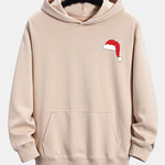 Santa Hat Staring Print Relax Fit Hoodie