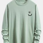 Long Sleeve Smiley Face Print Cotton T-Shirt