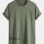 Regular Fit Japanese Slogan Print Cotton T-Shirt