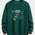Dinosaur Spaceship Print Relax Fit Sweatshirt