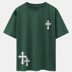 Cross Print Drop Shoulder Oversize T-Shirt