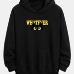 Whatever Black Cat Print Relax Fit Hoodie