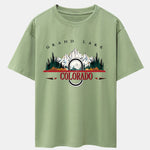 Colorado Mountain Print Drop Shoulder Oversize T-Shirt