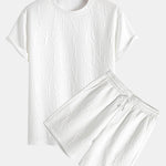 Short Sleeve Letter Jacquard T-Shirt & Shorts