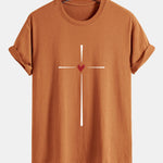 Regular Fit Cross Heart Print Cotton T-Shirt