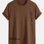 Regular Fit Japanese Slogan Print Cotton T-Shirt