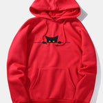 Black Cat Print Hoodie