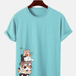 Cartoon Cat Print T-Shirt