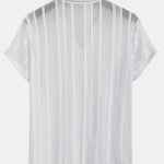 Mesh Textured Shirt & Straight Leg Linen Pants