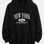 New York Print Relax Fit Hoodie