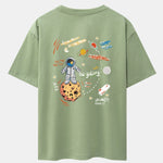 Galaxy Astronaut Print Drop Shoulder Oversize T-Shirt