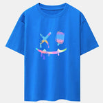 Colorful Smiley Face Print Drop Shoulder Oversize T-Shirt