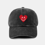 Heart-Shaped Smiley Face Pattern Classic Retro Washed Distressed Cotton Baseball Cap