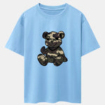 Camouflage Bear Print Drop Shoulder Oversize T-Shirt
