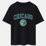 Chicago Coat Of Arms Print Drop Shoulder Oversize T-Shirt