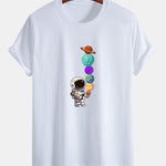 Regular Fit Planet Astronaut Print Cotton T-Shirt