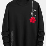 Long Sleeve Rose Slogan Print Cotton T-Shirt