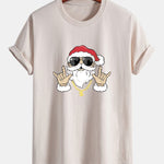 Regular Fit Hip Hop Santa Print Cotton T-Shirt