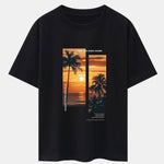 Palm Trees Landscape Slogan Print Oversize T-Shirt & Swim Shorts