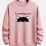 Cute Cat Slogan Print Relax Fit Sweatshirt