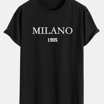 Milano Slogan Print Cotton Arc Hem T-Shirt
