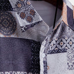 Tile Patchwork Print Button Up Shirt