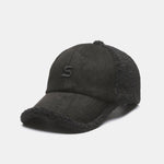 Embroidery Letter Plush Warm Baseball Cap