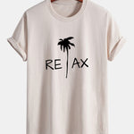 Regular Fit Relax Palm Tree Print Cotton T-Shirt
