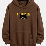 Whatever Black Cat Print Relax Fit Hoodie