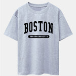 Boston Slogan Print Drop Shoulder Oversize T-Shirt