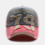 New York 79 Embroidery Washed Distressed Baseball Cap