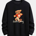 Bear With Glasses Print Relax Fit Sweatshirt
