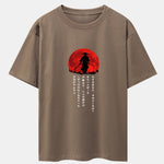 Japanese Samurai Print Drop Shoulder Oversize T-Shirt