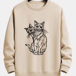Two Cats Print Relax Fit Sweatshirt