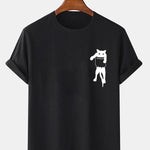 Pocket Cat Print T-Shirt