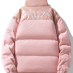 Corduroy PU Patchwork Puffer Coat
