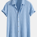 Knitted Geometric Rhombus Jacquard Button Up Shirt