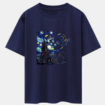 Starry Sky Bear Print Drop Shoulder Oversize T-Shirt