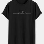 Handwritten Word Print Cotton Arc Hem T-Shirt