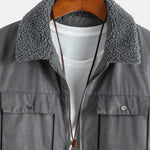 Zip Up Teddy Lined Faux Suede Jacket
