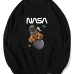 Space Bear Print Cotton Sweatshirt