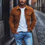 Men's Classic Casual Multi-Pocket Slim Fit Suede Jacket