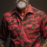 Men's Camouflage Lapel Chest Pocket Cargo Shirt