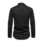 Men's Casual Lapel Slanted Placket Asymmetric Slim Fit Long Sleeve Shirt