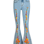 Stylish Exquisite Embroidered Slim-fit Flared Jeans