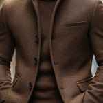Men's Vintage Wool Blend Stand Collar Single Breasted Slim Blazer